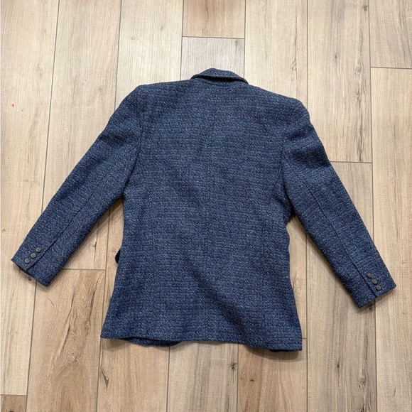Vintage Liz Wear Liz Claiborne Blue Tweed Jacket Blazer Coat Petite 6 Wool Blend - Picture 8 of 8